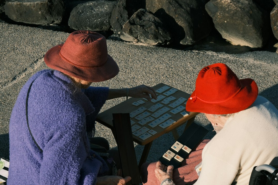 seniors playing board games