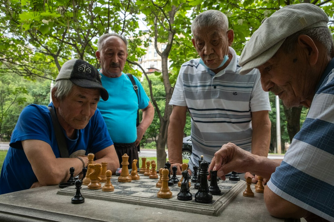 group of seniors playing games